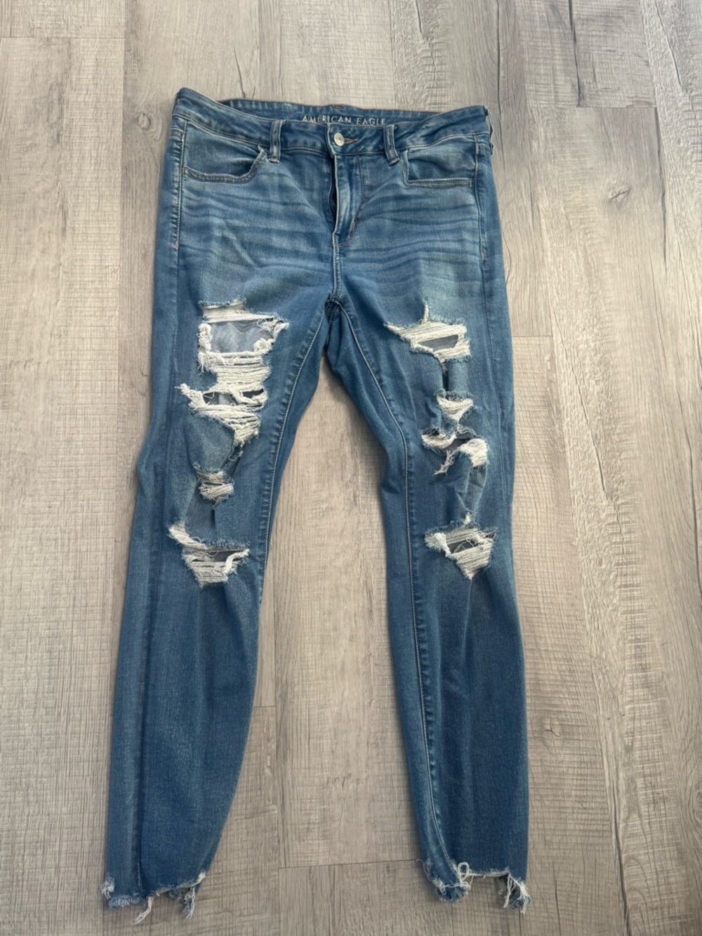 American Eagle Outfitters Distressed Blue Skinny Jeans